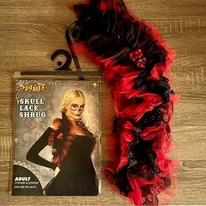 “Spirit Halloween” Skull Lace Shrug. ADULT Costume Accessory. (OS Fits most)
